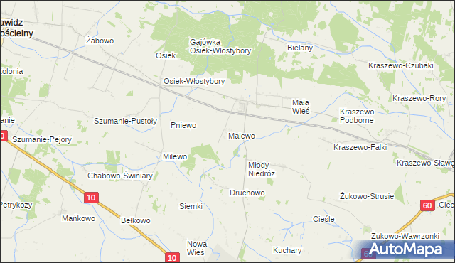 mapa Malewo gmina Raciąż, Malewo gmina Raciąż na mapie Targeo