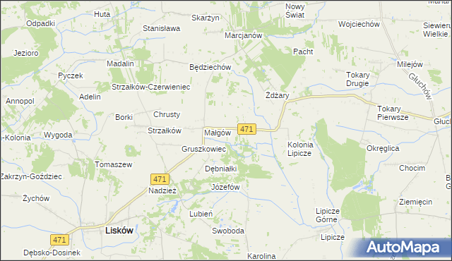 mapa Małgów-Kolonia, Małgów-Kolonia na mapie Targeo