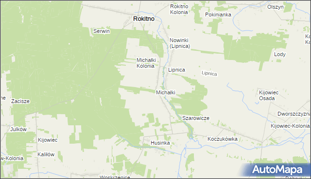 mapa Michałki gmina Rokitno, Michałki gmina Rokitno na mapie Targeo