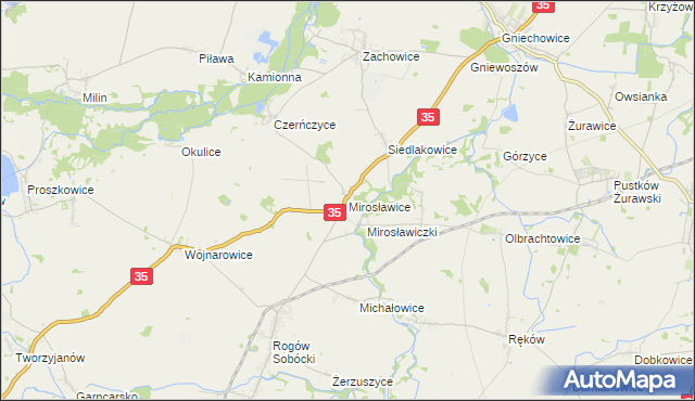 mapa Mirosławice gmina Sobótka, Mirosławice gmina Sobótka na mapie Targeo