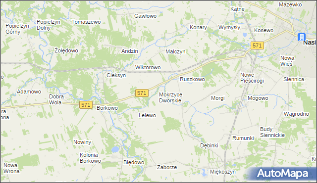 mapa Mokrzyce Dworskie, Mokrzyce Dworskie na mapie Targeo