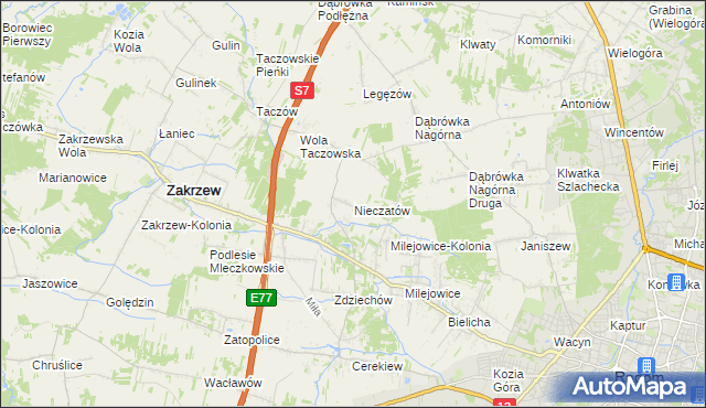 mapa Nieczatów, Nieczatów na mapie Targeo