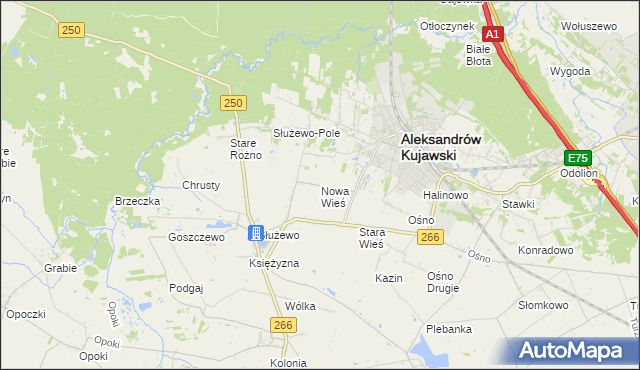 mapa Nowa Wieś gmina Aleksandrów Kujawski, Nowa Wieś gmina Aleksandrów Kujawski na mapie Targeo