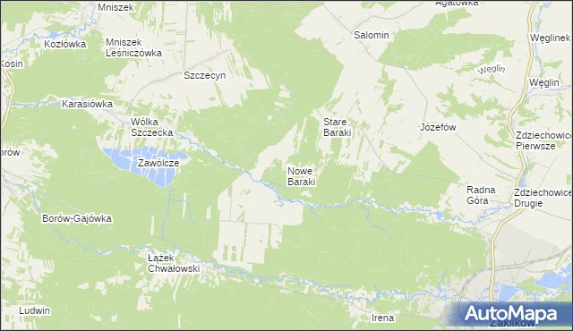 mapa Nowe Baraki, Nowe Baraki na mapie Targeo