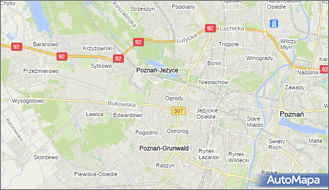 mapa Ogrody gmina Poznań, Ogrody gmina Poznań na mapie Targeo