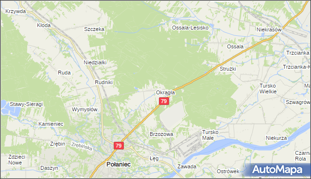 mapa Okrągła, Okrągła na mapie Targeo