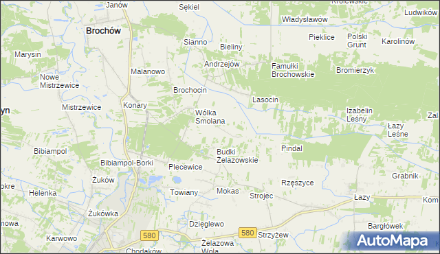 mapa Olszowiec gmina Brochów, Olszowiec gmina Brochów na mapie Targeo