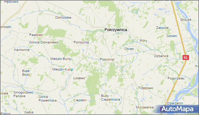 mapa Piskornia gmina Pokrzywnica, Piskornia gmina Pokrzywnica na mapie Targeo