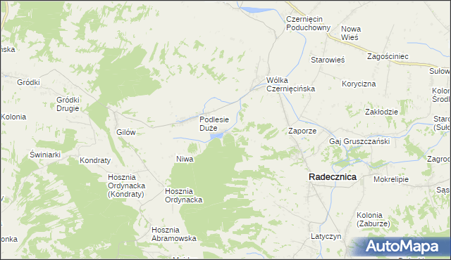 mapa Podlesie Małe gmina Radecznica, Podlesie Małe gmina Radecznica na mapie Targeo