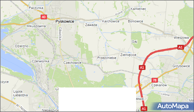 mapa Przezchlebie, Przezchlebie na mapie Targeo