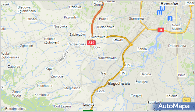 mapa Racławówka, Racławówka na mapie Targeo