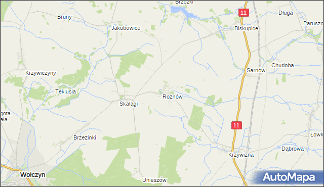 mapa Rożnów gmina Wołczyn, Rożnów gmina Wołczyn na mapie Targeo