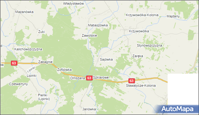 mapa Sajówka, Sajówka na mapie Targeo