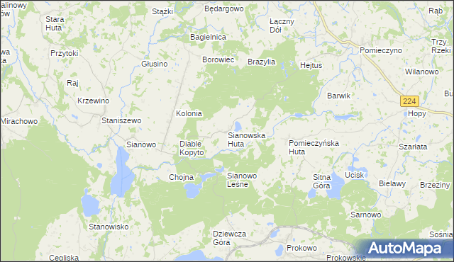 mapa Sianowska Huta, Sianowska Huta na mapie Targeo