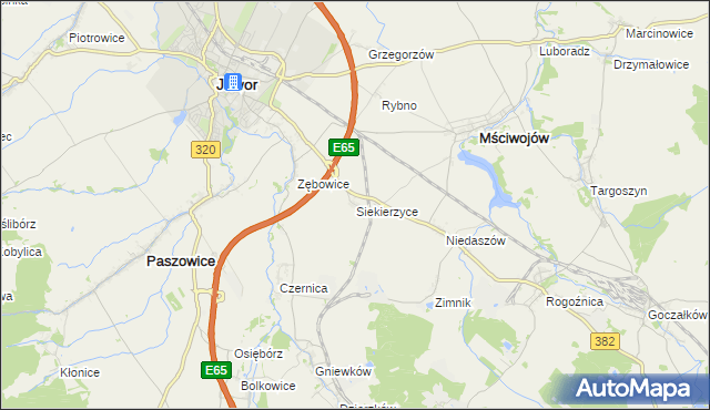 mapa Siekierzyce, Siekierzyce na mapie Targeo