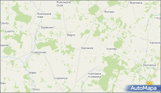 mapa Starowola gmina Jaświły, Starowola gmina Jaświły na mapie Targeo