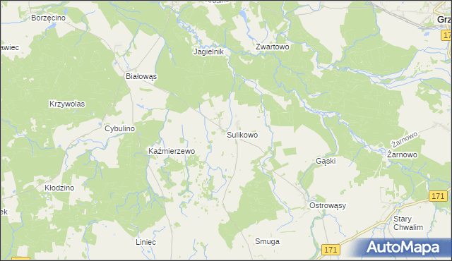 mapa Sulikowo gmina Barwice, Sulikowo gmina Barwice na mapie Targeo