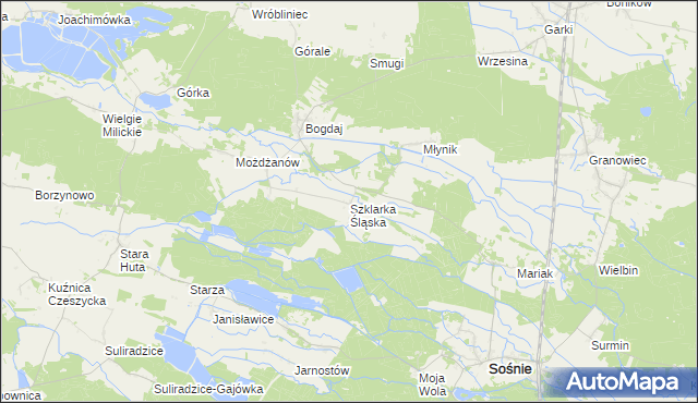 mapa Szklarka Śląska, Szklarka Śląska na mapie Targeo