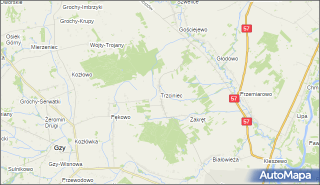 mapa Trzciniec gmina Pułtusk, Trzciniec gmina Pułtusk na mapie Targeo