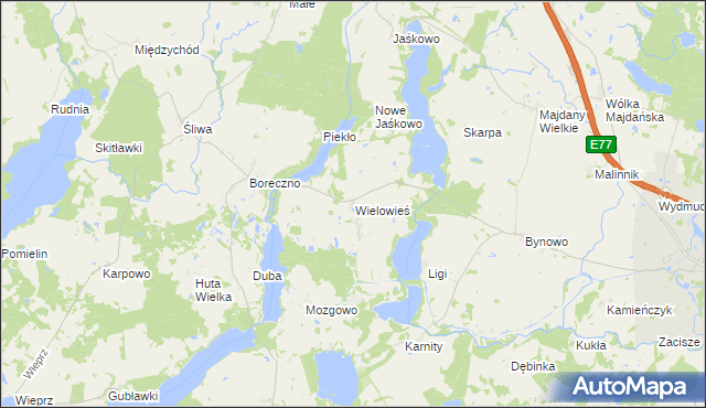 mapa Wielowieś gmina Zalewo, Wielowieś gmina Zalewo na mapie Targeo