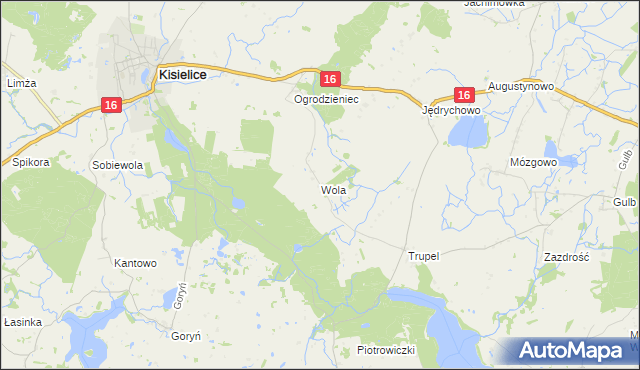 mapa Wola gmina Kisielice, Wola gmina Kisielice na mapie Targeo