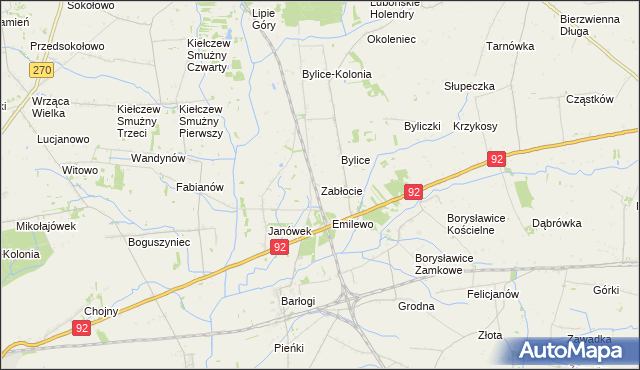 mapa Zabłocie gmina Grzegorzew, Zabłocie gmina Grzegorzew na mapie Targeo