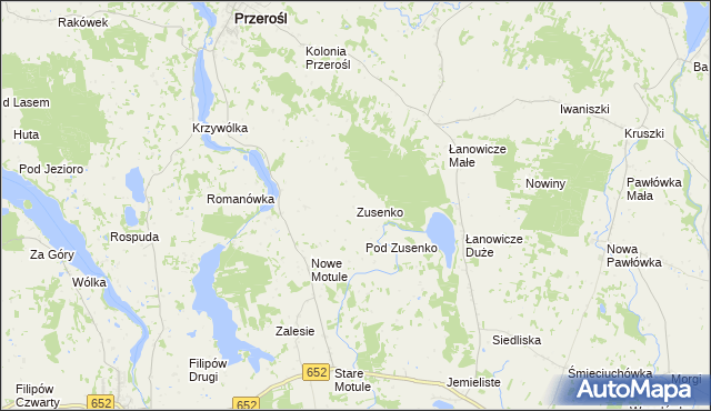 mapa Zusenko, Zusenko na mapie Targeo