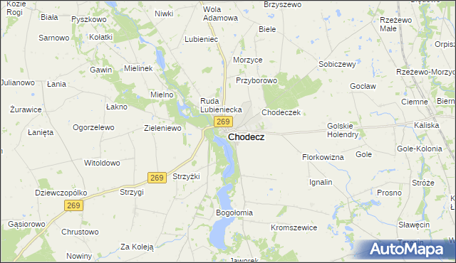 mapa Chodecz powiat włocławski, Chodecz powiat włocławski na mapie Targeo