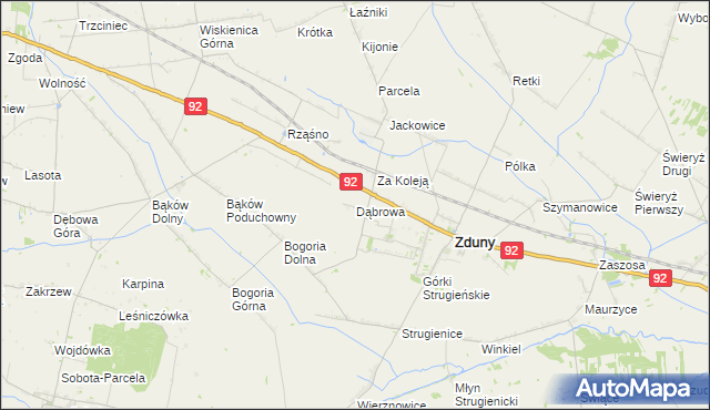 mapa Dąbrowa gmina Zduny, Dąbrowa gmina Zduny na mapie Targeo