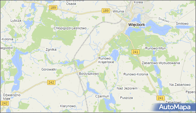 mapa Runowo Krajeńskie, Runowo Krajeńskie na mapie Targeo