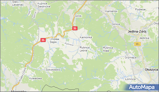 mapa Rybnica Leśna, Rybnica Leśna na mapie Targeo