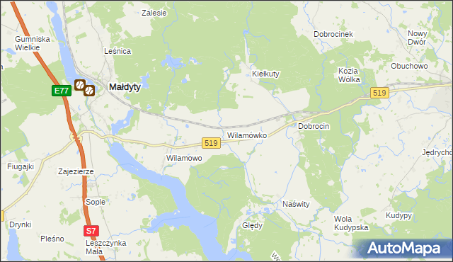 mapa Wilamówko, Wilamówko na mapie Targeo