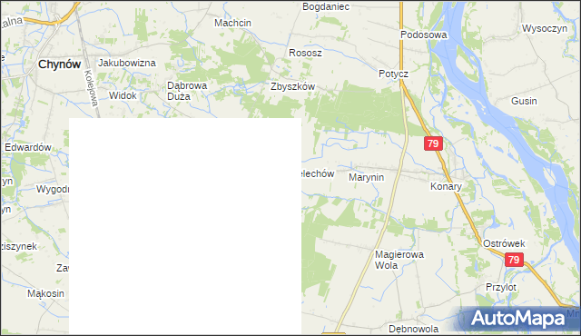 mapa Żelechów gmina Chynów, Żelechów gmina Chynów na mapie Targeo