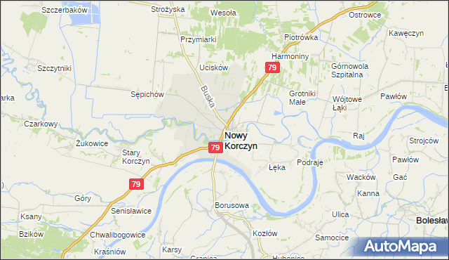 mapa Nowy Korczyn, Nowy Korczyn na mapie Targeo