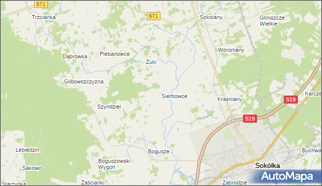 mapa Sierbowce, Sierbowce na mapie Targeo