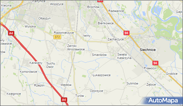 mapa Smardzów gmina Siechnice, Smardzów gmina Siechnice na mapie Targeo