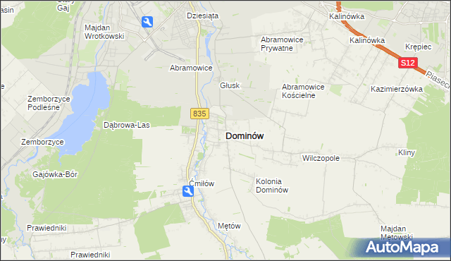 mapa Dominów gmina Głusk, Dominów gmina Głusk na mapie Targeo