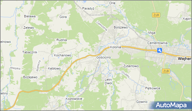 mapa Gościcino, Gościcino na mapie Targeo