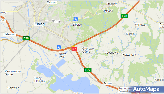 mapa Gronowo Górne, Gronowo Górne na mapie Targeo