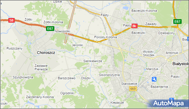 mapa Porosły, Porosły na mapie Targeo