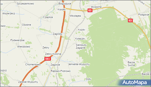 mapa Sierzputy Zagajne, Sierzputy Zagajne na mapie Targeo