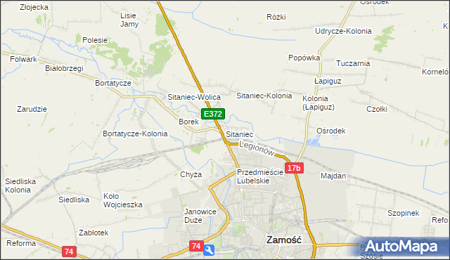 mapa Sitaniec, Sitaniec na mapie Targeo