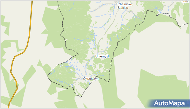 mapa Uniemyśl gmina Lubawka, Uniemyśl gmina Lubawka na mapie Targeo