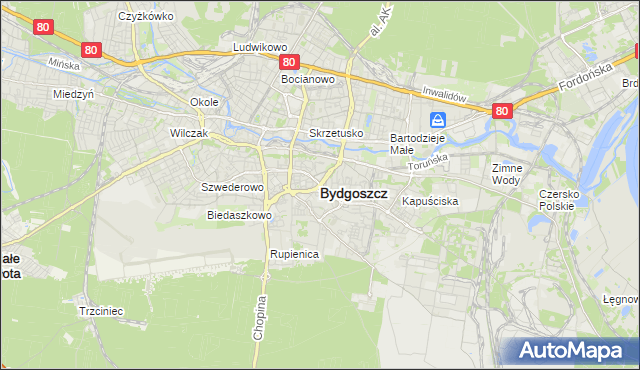 mapa Bydgoszczy, Bydgoszcz na mapie Targeo