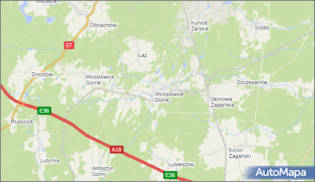 mapa Mirostowice Dolne, Mirostowice Dolne na mapie Targeo