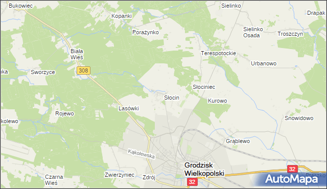 mapa Słocin, Słocin na mapie Targeo