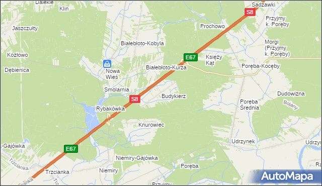 mapa Budykierz, Budykierz na mapie Targeo