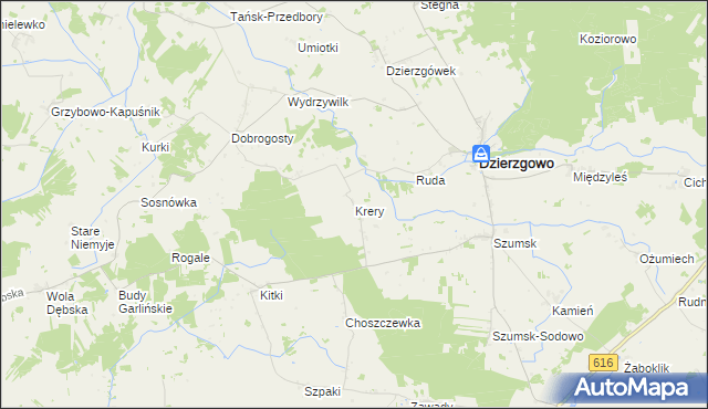 mapa Krery gmina Dzierzgowo, Krery gmina Dzierzgowo na mapie Targeo