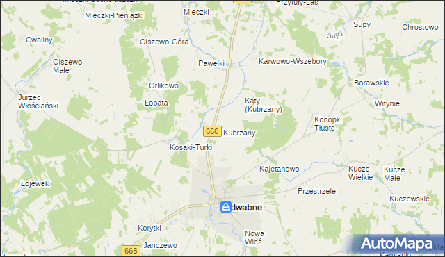 mapa Kubrzany, Kubrzany na mapie Targeo