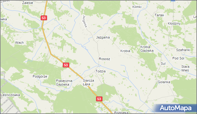 mapa Rososz gmina Kadzidło, Rososz gmina Kadzidło na mapie Targeo